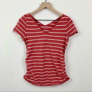 Liz Lange for Target Maternity Striped Red V Neck T Shirt, S